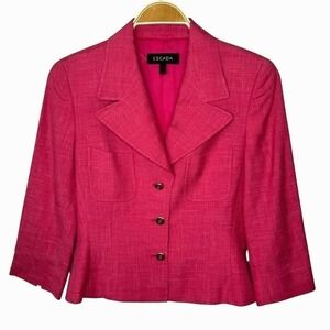 Escada Pink Button Front Blazer Women 4 Silk Linen Cloth by Ermenegildo Zegna